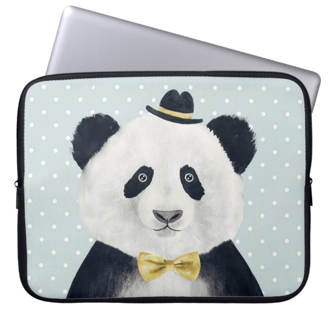 Waterverf Panda Beer Laptop Sleeve (Voorkant)