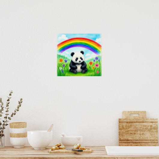 Waterverf Panda Beer Poster (Keuken)