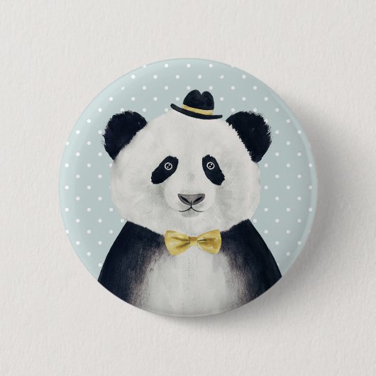 Waterverf Panda Beer Ronde Button 5,7 Cm (Voorkant)