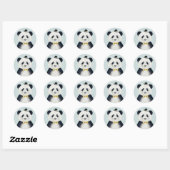 Waterverf Panda Beer Ronde Sticker (Vel)