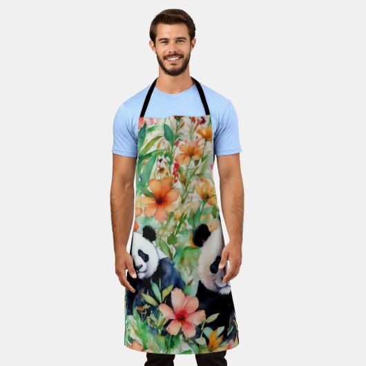 Waterverf Panda Beer Schort (Gedragen)