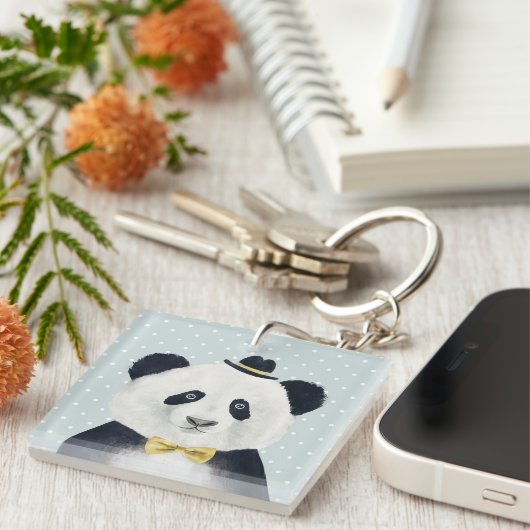 Waterverf Panda Beer Sleutelhanger (Voorkant Rechts)