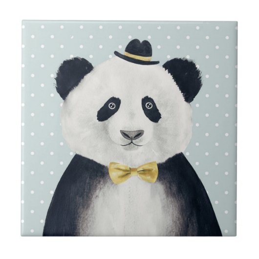Waterverf Panda Beer Tegeltje (Voorkant)