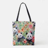 Waterverf Panda Beer Tote Bag (Achterkant)