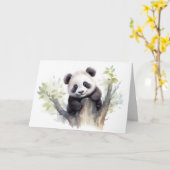 Waterverf Panda Beer Verjaardag Kaart (Gele Bloem)