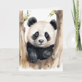 Waterverf Panda Beer Verjaardag Kaart