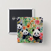 Waterverf Panda Beer Vierkante Button 5,1 Cm (Voorkant /achterkant)