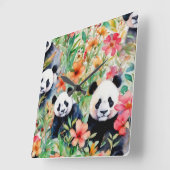 Waterverf Panda Beer Vierkante Klok (Hoek)