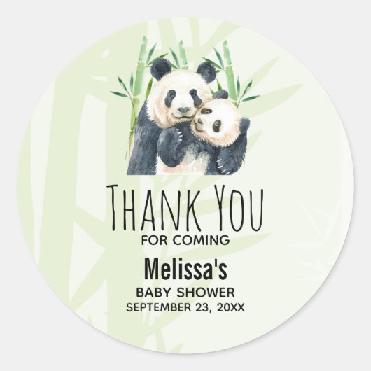 Waterverf Panda Beren Baby shower dank u Ronde Sticker (Voorkant)