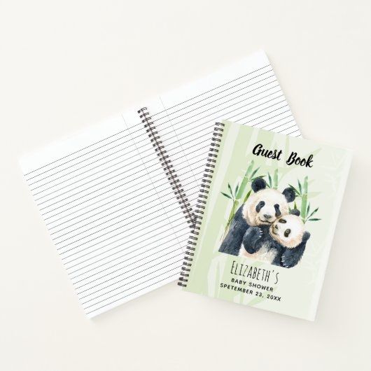 Waterverf Panda Beren Baby shower Gastenboek Notitieboek (Binnen)