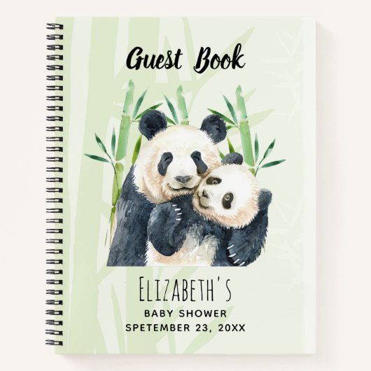 Waterverf Panda Beren Baby shower Gastenboek Notitieboek (Voorkant)