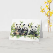 Waterverf Panda Beren Denken aan jou Kaart (Gele Bloem)