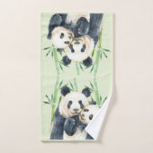 Waterverf Panda Beren Mam en Baby in Bamboo Bad Handdoek (Handdoek)