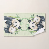 Waterverf Panda Beren Mam en Baby in Bamboo Bad Handdoek (Handdoek)