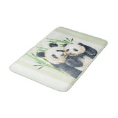 Waterverf Panda Beren Mam en Baby in Bamboo Badmat (Gekanteld)