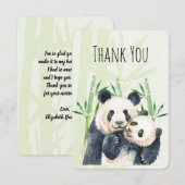Waterverf Panda Beren Mam en Baby in Bamboo Bedankkaart (Voorkant / Achterkant)