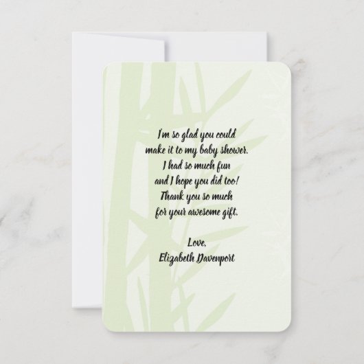 Waterverf Panda Beren Mam en Baby in Bamboo Bedankkaart (Achterkant)