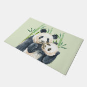 Waterverf Panda Beren Mam en Baby in Bamboo Deurmat (Schuin)