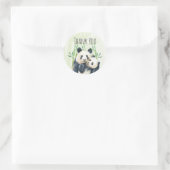 Waterverf Panda Beren Mam en Baby in Bamboo Ronde Sticker