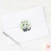 Waterverf Panda Beren Mam en Baby in Bamboo Ronde Sticker