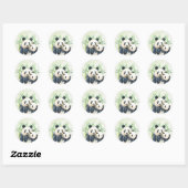 Waterverf Panda Beren Mam en Baby in Bamboo Ronde Sticker (Vel)