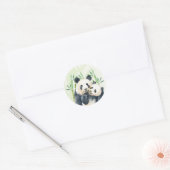 Waterverf Panda Beren Mam en Baby in Bamboo Ronde Sticker (Envelop)