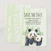 Waterverf Panda Beren Mam en Baby in Bamboo Save The Date (Voorkant / Achterkant)