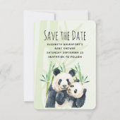 Waterverf Panda Beren Mam en Baby in Bamboo Save The Date (Voorkant)