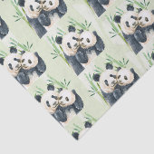 Waterverf Panda Beren Mam en Baby in Bamboo Tissuepapier (Detail)