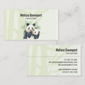 Waterverf Panda Beren Mam en Baby in Bamboo Visitekaartje (Voorkant / Achterkant)