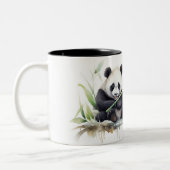 Waterverf Panda Beren met bamboe Tweekleurige Koffiemok (Links)