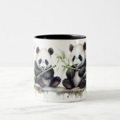 Waterverf Panda Beren met bamboe Tweekleurige Koffiemok (Center)