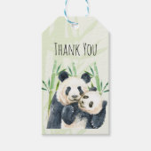 Waterverf Panda Beren Moeder & Baby Dank u Cadeaulabel (Voorkant)