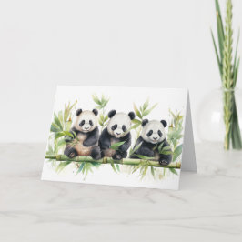 Waterverf Panda Beren Verjaardag Kaart