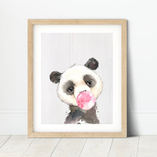 Waterverf Panda Bubble Nursery Art Print