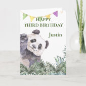 Waterverf Panda Cutie Birthday Greenery Kaart (Voorkant)