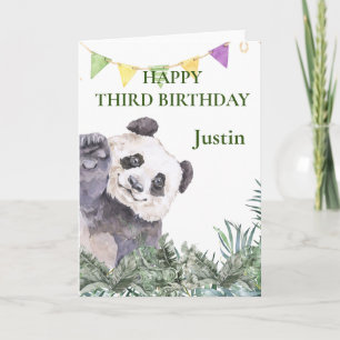 Waterverf Panda Cutie Birthday Greenery Kaart