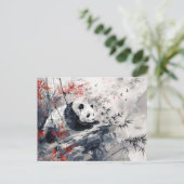 Waterverf panda en bamboe briefkaart (Staand voorkant)