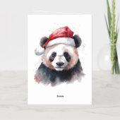 Waterverf Panda Kerstmuts Merry Christmas Kaart (Achterkant)