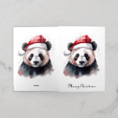 Waterverf Panda Kerstmuts Merry Christmas Kaart (Buiten Laag)