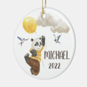 Waterverf Panda met ballonmonogram kind Keramisch Ornament (Links)