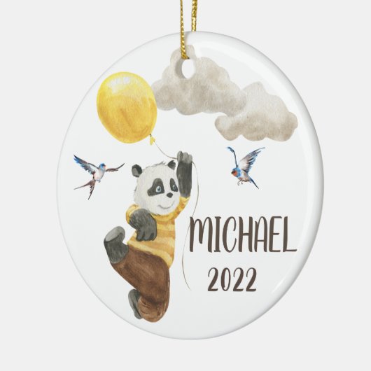 Waterverf Panda met ballonmonogram kind Keramisch Ornament (Links)