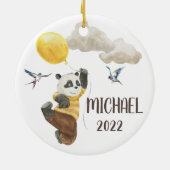 Waterverf Panda met ballonmonogram kind Keramisch Ornament (Achterkant)