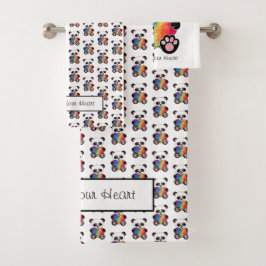 Waterverf Panda met regenbooghart Bad Handdoek