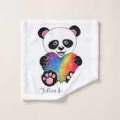 Waterverf Panda met regenbooghart Bad Handdoek (Wasdoekje)