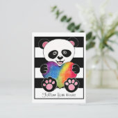 Waterverf Panda met regenbooghart Briefkaart (Staand voorkant)