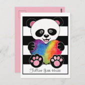 Waterverf Panda met regenbooghart Briefkaart (Voorkant / Achterkant)