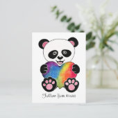 Waterverf Panda met regenbooghart Briefkaart (Staand voorkant)