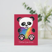 Waterverf Panda met regenbooghart Briefkaart (Staand voorkant)