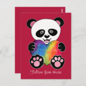 Waterverf Panda met regenbooghart Briefkaart (Voorkant / Achterkant)